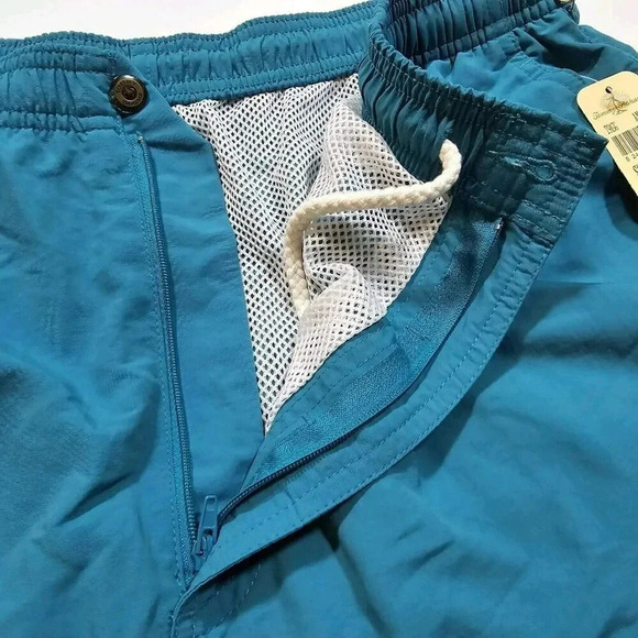 Tommy Bahama Swim Trunks Shorts Men's L Blue Mesh Lined Cargo Zip Pocket - Picture 9 of 13